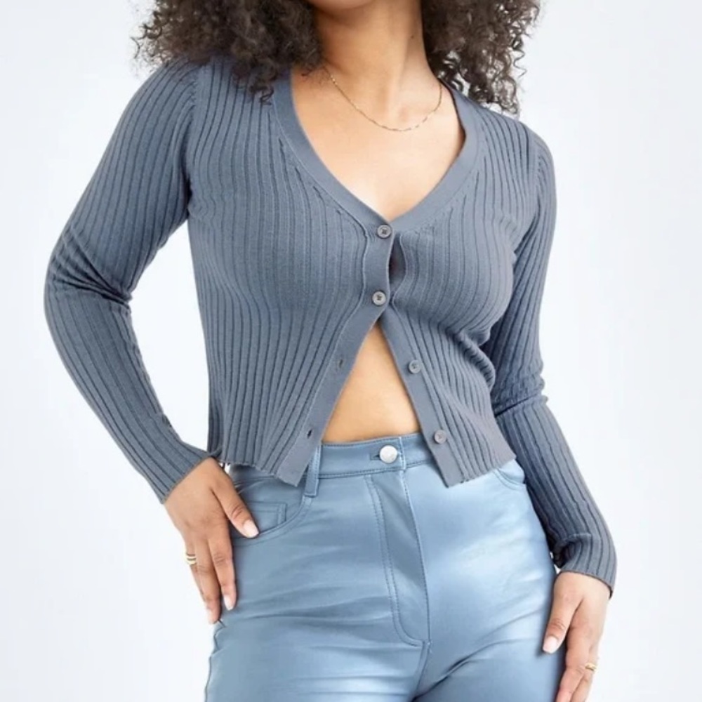 Aritzia Wilfred Manila Cardigan Granite Blue Small NWT